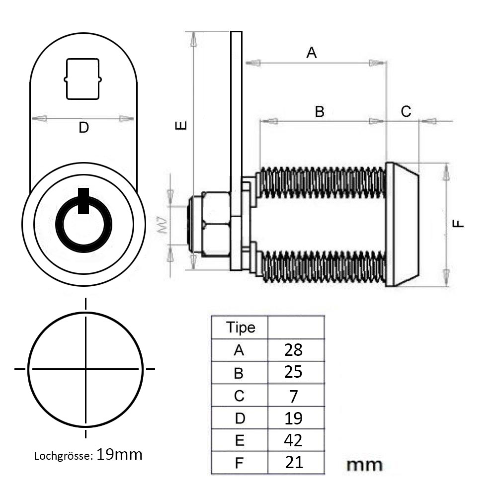 Automatenschloss LBS-2 28mm