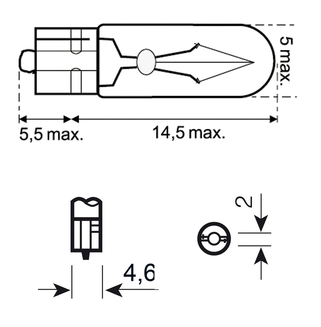 Glassockellampe T5 12V, 1.2W, 50 Stk.