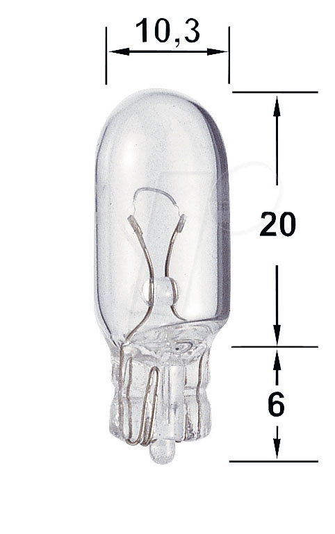 Glassockellampe T10 12V