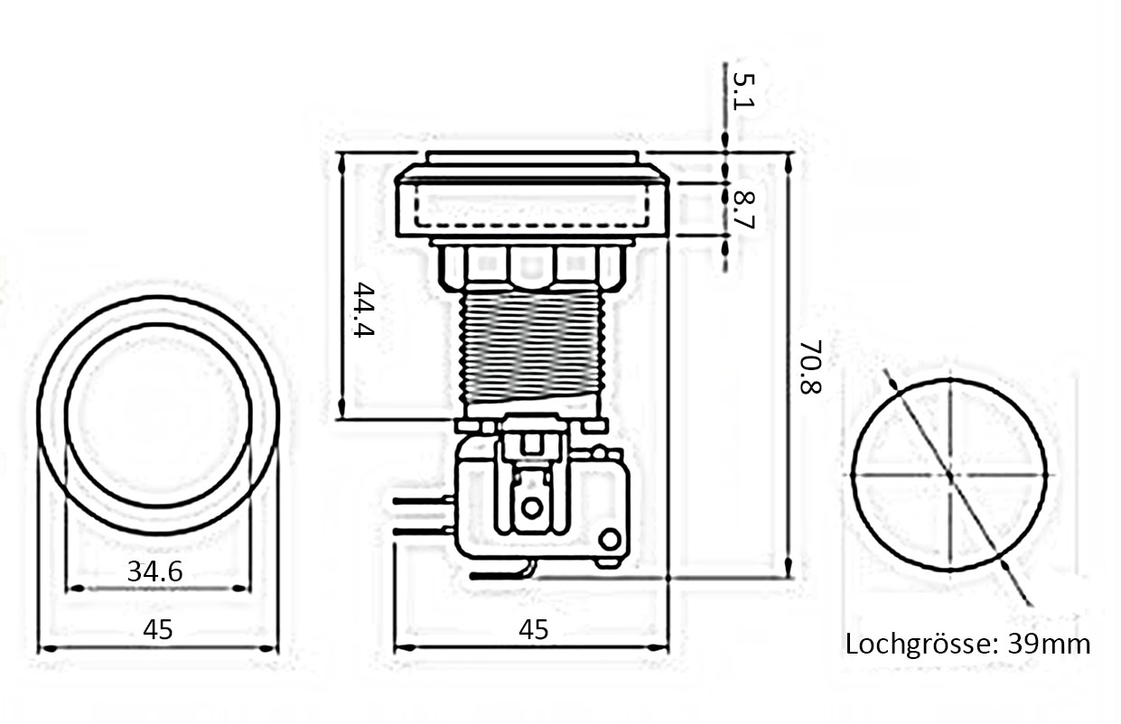 BLC Button 45mm rund, rot