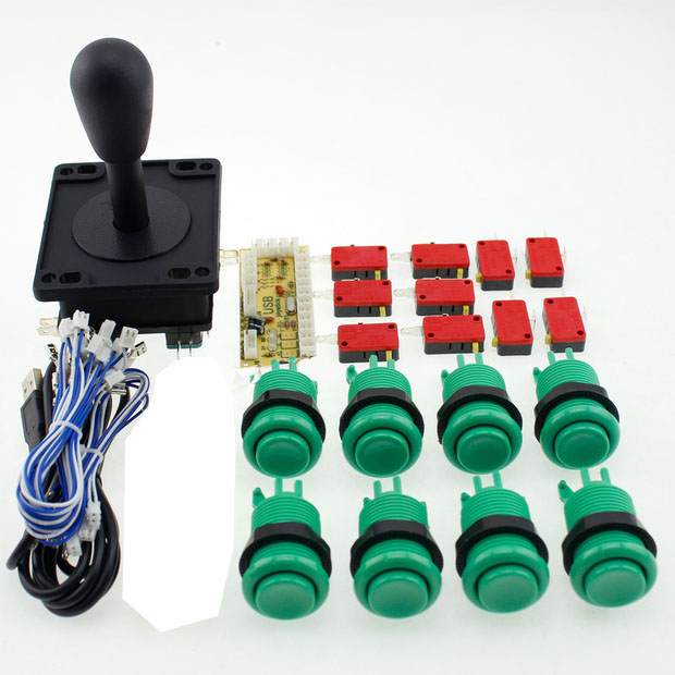 Arcade to USB PC Converter 1P-Set HAPP Style "Grün"