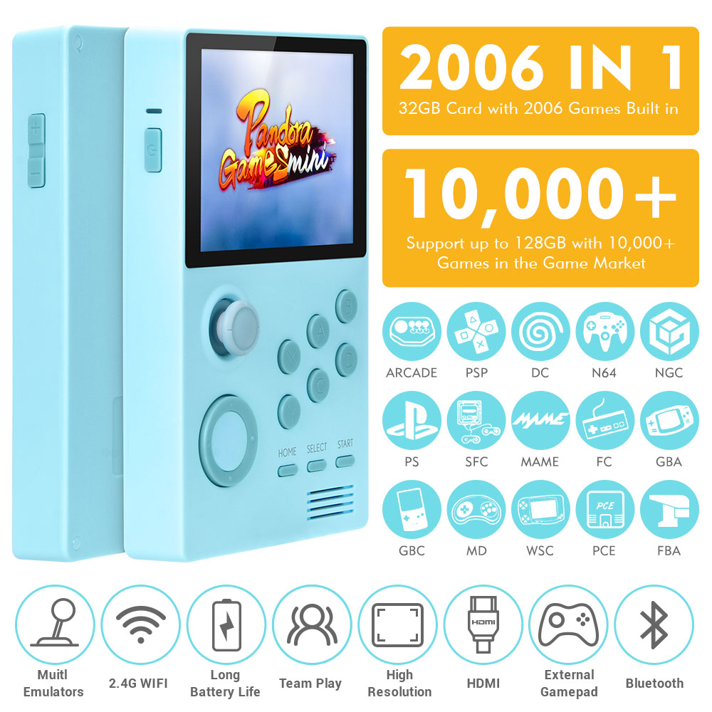 Pandora Handheld mit 2006 Spielen (blau)