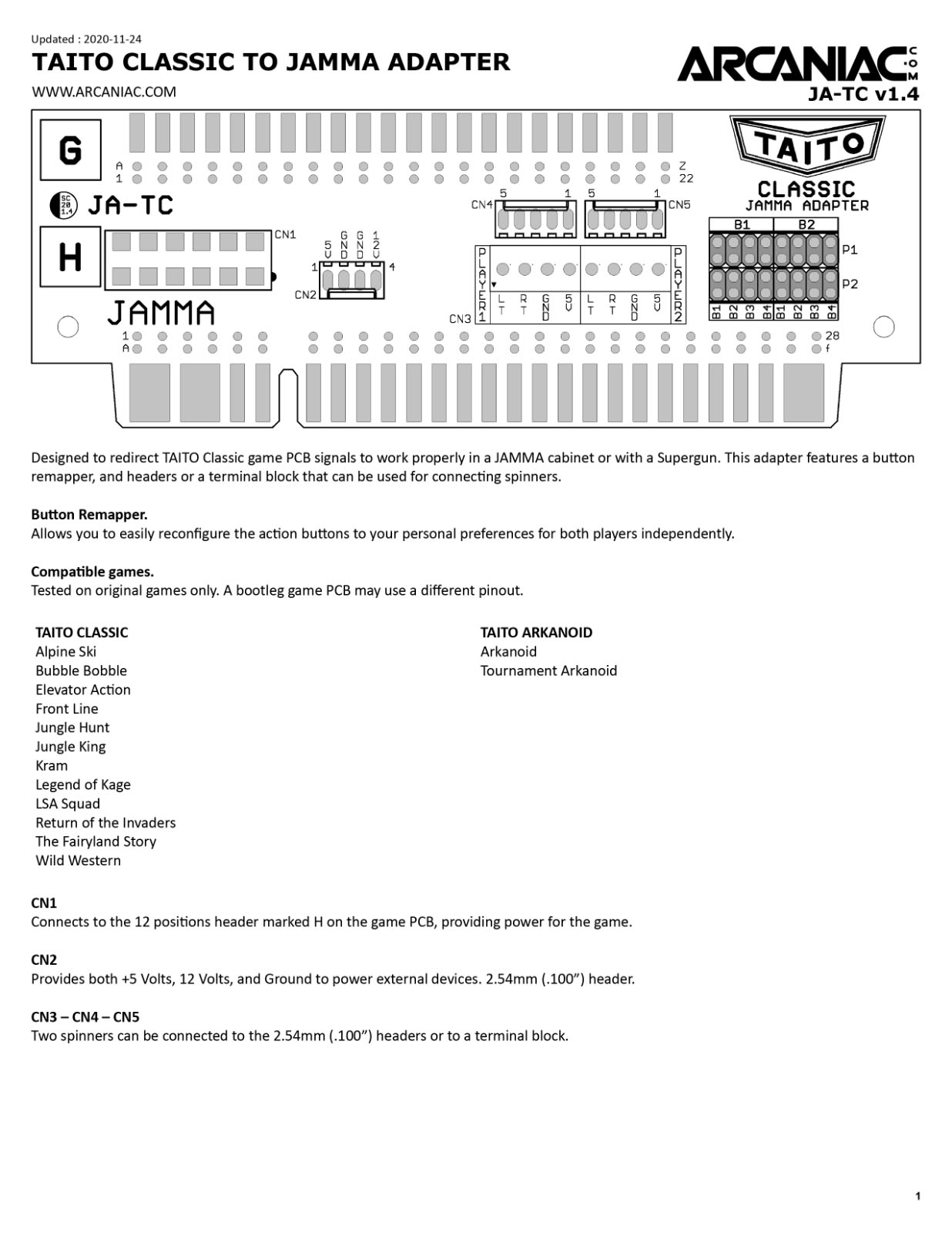 Taito to JAMMA Adapter