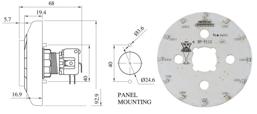 BLC Button 77mm RGB