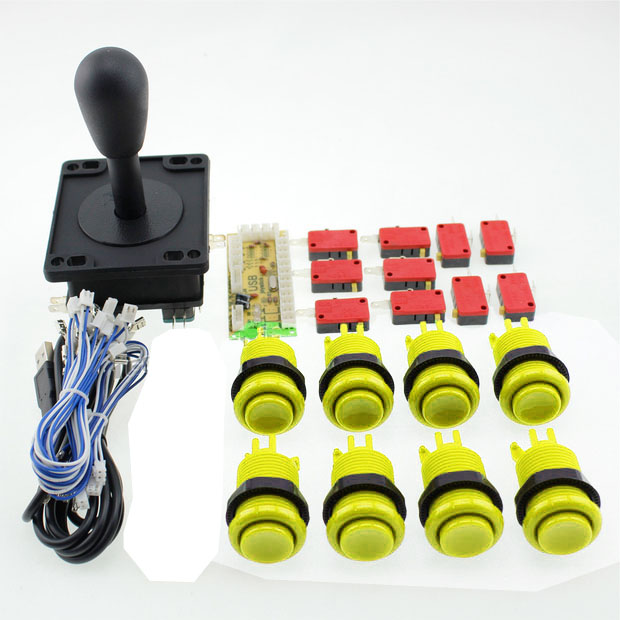 Arcade to USB PC Converter 1P-Set HAPP Style "Gelb"