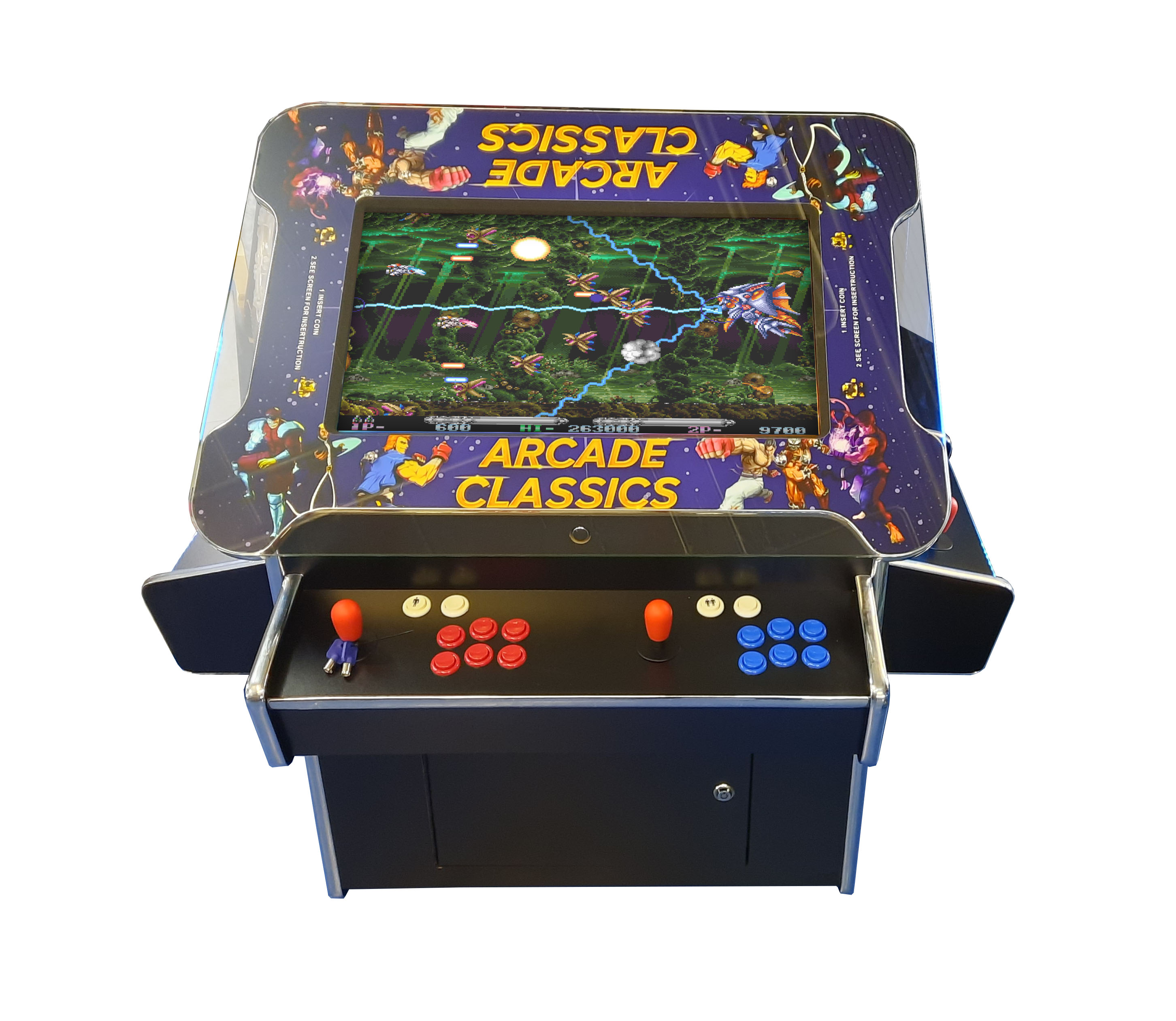 Videotisch 27" HD, Monitor hochstellbar, vertikal + horizontal, Pandora DX 3000 Spiele