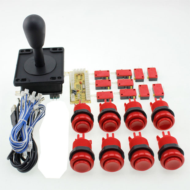 Arcade to USB PC Converter 1P-Set HAPP Style "Rot"